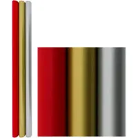 Benza Kerstpapier Cadeaupapier voor Kerst - 80 grams Gecoat Papier - Rood Zilver Goud - 3 meter x 70 cm- 3 Rollen