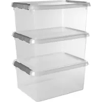 Sunware Comfort Line opbergbox 15L - Set van 3 - 40x30x18 cm - Transparant