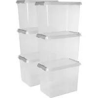 Sunware - Comfort line opbergbox set van 6 - 9L transparant metaal - 30,7 x 20 x 22,3 cm