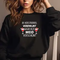 B&C De kerstborrel verdwijnt waar deze meid verschijnt- Foute kersttrui- Zwart- Maat M