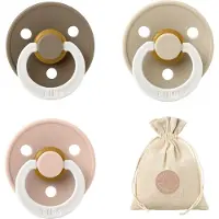 BIBS fopspenen T2 + speenzakje BolleToet - Glow in the dark, Blush, Vanilla, Dark Oak - 6-18 maanden