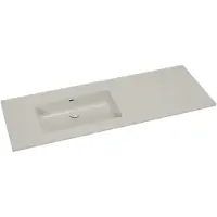 Storke Diva asymmetrisch linkse wastafel mat zijdegrijze top solid 140 x 52 cm