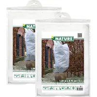 Nature plantenhoes met trekkoord - 4x stuks - H150 x D75 cm - wit - anti-vorst planten beschermhoes