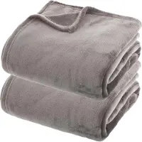 Atmosphera fleece dekens/fleeceplaids - 2x - betongrijs- 180 x 230 cm - polyester - Molton Bankdeken