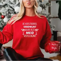 B&C De kerstborrel verdwijnt waar deze meid verschijnt- Foute kersttrui- Rood- Maat XXL