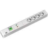 Bachmann 3310202 19 inch Stekkerdoos voor patchkast 1.5 HE Geaarde contactdoos Met schakelaar Wit
