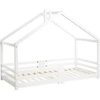 Merax Kinderbed 90x200 - Bed voor Kinderen met Valbeveiliging - Huisbed - Wit