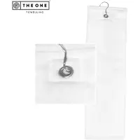 The One Towelling Golfhanddoek - 40 x 50 cm- Sporthanddoek - Terry Velours - 100% Gekamd Katoen - Met metaal oog en karabijnhaak - Wit