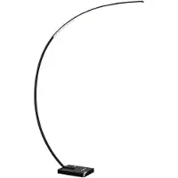 LINDBY Booglamp - vloerlamp Kendra, dimbaar, zwart, Woon-/ Eetkamer, metaal, Modern, booglamp
