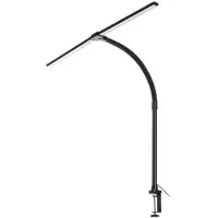LINDBY LED klemlamp Nilay, hoogte 97,5 cm, CCT, thuiskantoor dimbaar, zwart, Werkkamer / Kantoor, metaal, Modern