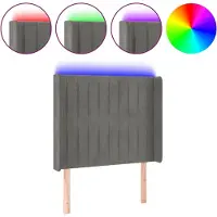 vidaXL Hoofdbord LED 83x16x118/128 cm fluweel lichtgrijs