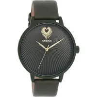 Oozoo Timepieces - Bos groene horloge met bos groene leren band - C11248