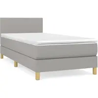 vidaXL Boxspring met matras stof lichtgrijs 90x200 cm