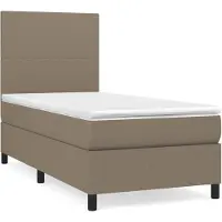 vidaXL Boxspring met matras stof taupe 100x200 cm