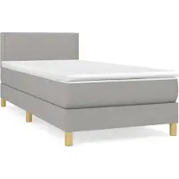 vidaXL Boxspring met matras stof lichtgrijs 90x200 cm