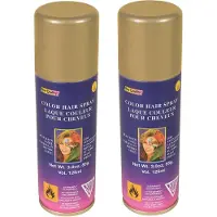 Rubies Haar verf/spray - 2x - goud - spuitbus - 125 ml - Carnaval