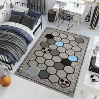 Tapiso Patras Vloerkleed Grijs Blauw Zwart Jeugdkamer Kinderkamer Kleed Tapijt Maat- 200x300