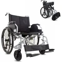 Mobiclinic - Bariatrische Rolstoel - Speciale breedte 60 cm - Stevig - Afneembare wielen met één knop - Antikiepsysteem - Dubbel kruisframe - Afneembare arm - en voetsteunen