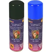 Goodmark Haarverf/haarspray - 2x - blauw/zwart - spuitbus - 125 ml - Carnaval/halloween