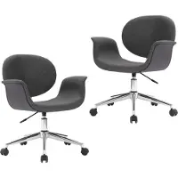 vidaXL Eetkamerstoelen draaibaar 2 st stof grijs