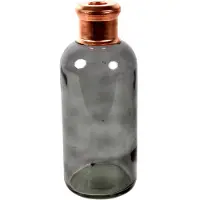 Countryfield Bloemenvaas Firm Bottle - transparant grijs/koper - glas - D11 x H27 cm - Vazen
