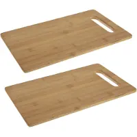 Excellent houseware 2x stuks snijplank bamboe rechthoekig 36 cm - Snijplanken