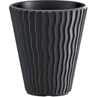 Prosperplast Plantenpot/bloempot Sand Waves - buiten/binnen - kunststof - antraciet - D39 x H43 cm - Plantenpotten
