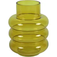 Countryfield Bloemenvaas Bubbles - mosterdgeel transparant - glas - D17 x H22 cm - Vazen