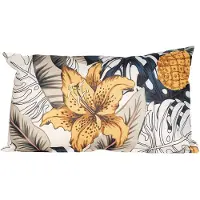 Anna's Collection buitenkussen bloem - geel - 30 x 50 x 10 cm - Sierkussens