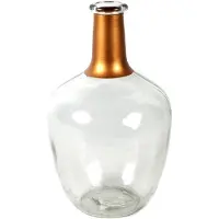 Countryfield Bloemenvaas Firm Big Bottle - helder transparant/koper - glas - D15 x H25 cm - Vazen