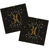SANTEX Verjaardag feest servetten leeftijd - 20x - 30 jaar - goud - 33 x 33 cm - Feestservetten