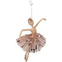 Clayre & Eef Kersthanger Ballerina 15 cm Roze Polyresin Kerstboomversiering Roze Kerstboomversiering