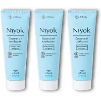 Niyok Ijzig Frisse Glimlach: 3x Kokosolie Tandpasta in IJs Mint, 75 ml