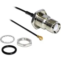 DeLOCK MHF I (v) - RP-TNC (v) kabel met afdichtring - Micro Coax (1,37 mm) - 50 Ohm / zwart - 0,20 meter