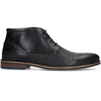 Manfield Zwarte leren veterboots | Maat 44