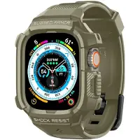 Spigen Hoesje en Bandje Geschikt voor Apple Watch Ultra 3 / 2 / 1 - Rugged Armor Pro Case - Khaki
