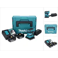 Makita DBO 480 RMJ Accu vlakschuurmachine 18 V 112 x 102 mm + 2x accu 4.0 Ah + lader + Makpac