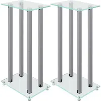 vidaXL Luidsprekerstandaards 2 st 4 pijlers gehard glas zilverkleurig