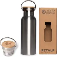 Retulp Urban bamboe dop 500 ml zilver thermosbeker