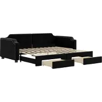 vidaXL Slaapbank met onderschuifbed en lades 100x200 cm stof zwart