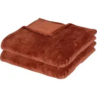 Atmosphera fleece deken/fleeceplaid - 2x - terracotta - 130 x 180 cm - polyester - Bankdeken