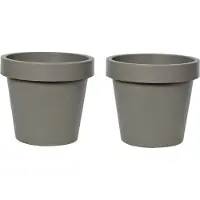 Mega Collections Plantenpot/bloempot - 2x - kunststof - taupe/bruin - buiten - D50 x H44 cm