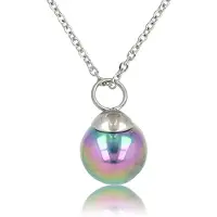 My Bendel - Zilverkleurige Ketting met Ronde Zwarte Parel - Zilverkleurige Ketting met Ronde Zwarte Parel Hanger - met Luxe Cadeauverpakking | Sieraden Voor Dames