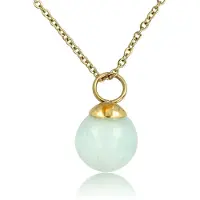 My Bendel - Zilverkleurige Ketting met Ronde Amazonite Edelsteen - met Luxe Cadeauverpakking | Sieraden Voor Dames