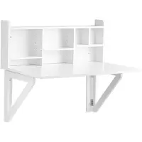 SoBuy Opklapbare wandtafel met kast - Wit, 90x78x60 cm