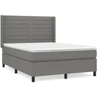 vidaXL Boxspring met matras stof donkergrijs 140x200 cm