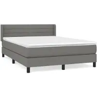 vidaXL Boxspring met matras stof donkergrijs 140x190 cm