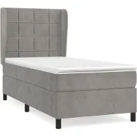 vidaXL Boxspring met matras fluweel lichtgrijs 90x200 cm