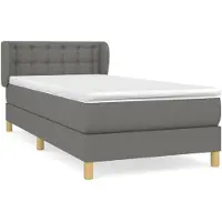 vidaXL Boxspring met matras stof donkergrijs 100x200 cm