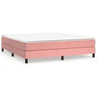 vidaXL Boxspring met matras fluweel roze 180x200 cm